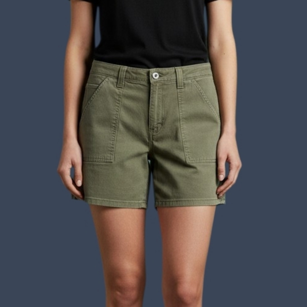 LEVI'S Olive High Rise Denim Utility Cargo Grunge Shorts Size 12
